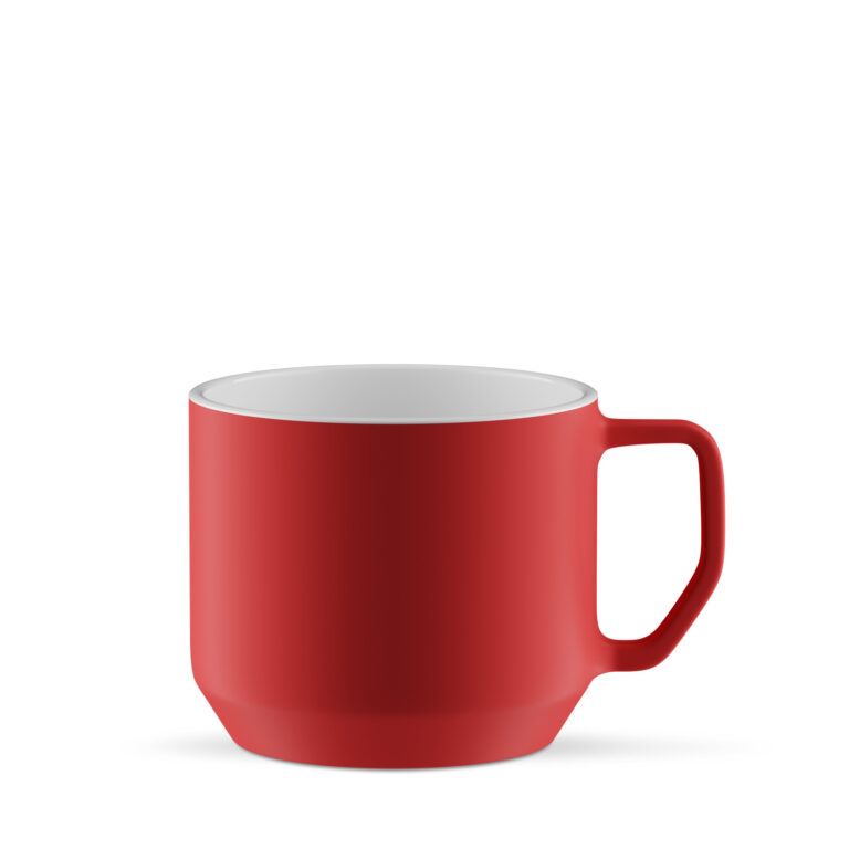 Admiral 350 ml kubek reklamowy w modnym matowym szkliwie, czerwono-biały
