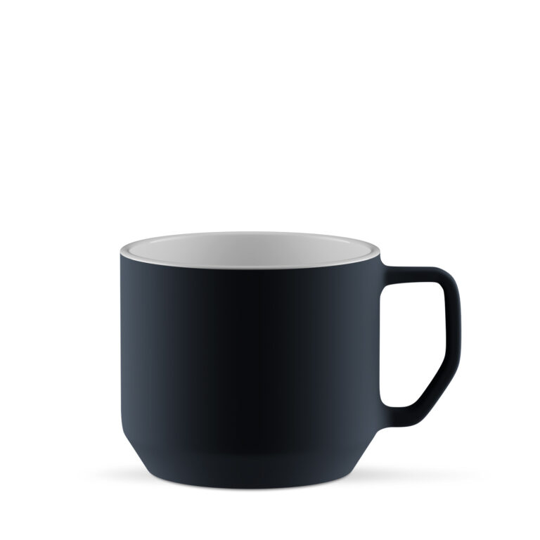 Admiral 350 ml kubek reklamowy w modnym matowym szkliwie, granatowo-biały