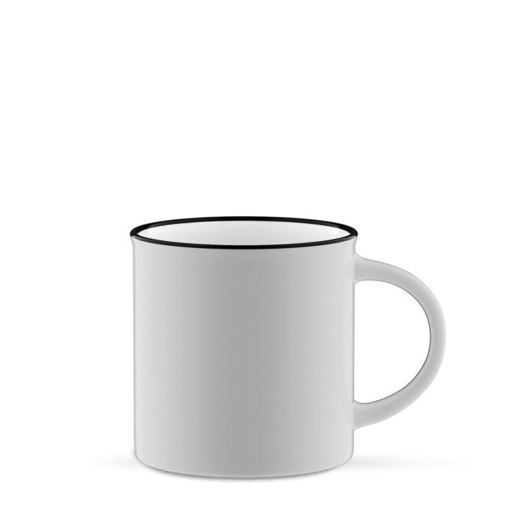 Napoli 300 ml kubek jak emaliowany - biały z czarnym rantem