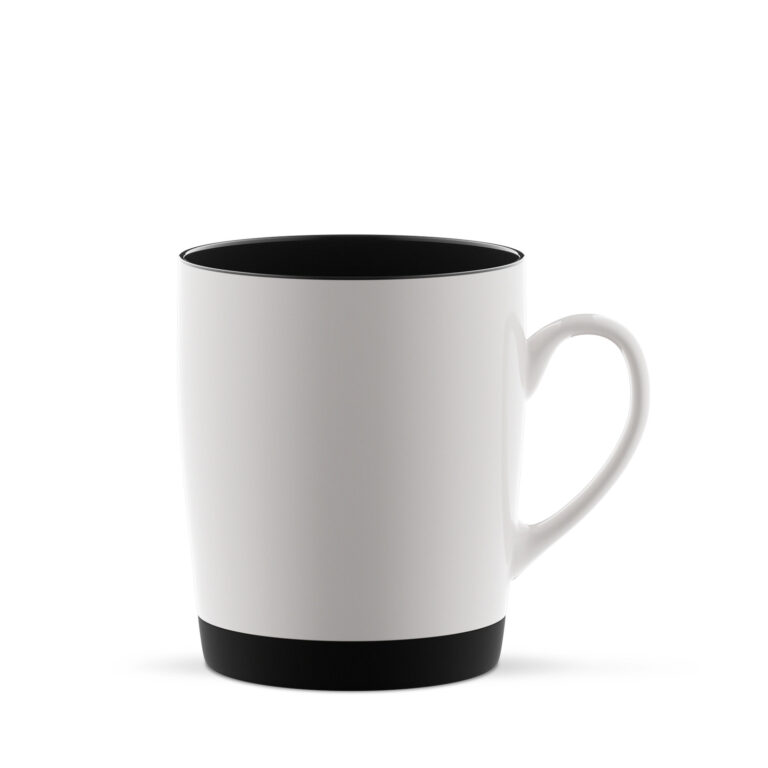 Porto 300 ml - kubek z silikonową nakładaną podstawą biało-czarny