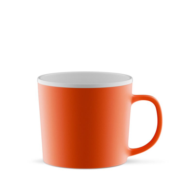 Prime 350 ml - matowy kubek z dużym uchem - pomarańczowo-biały
