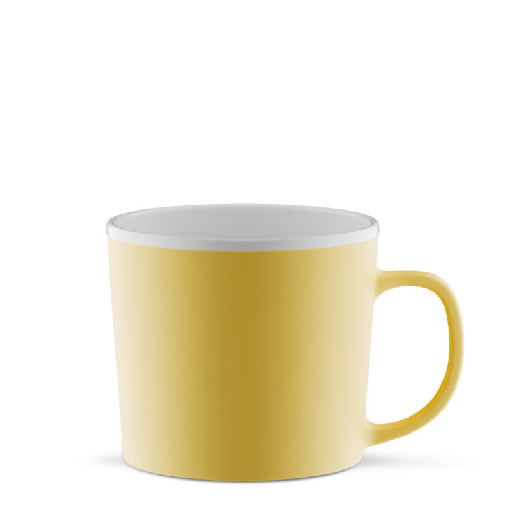 Prime 350 ml - matowy kubek z dużym uchem - żółto-biały