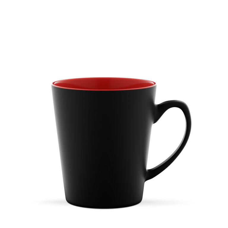 V-Shape 310 ml - Stożkowy kubek ceramiczny. Czarno-pomarańczowy