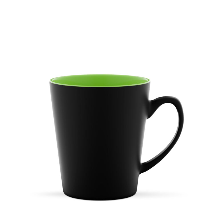 V-Shape 310 ml - Stożkowy kubek ceramiczny. Czarno-zielony